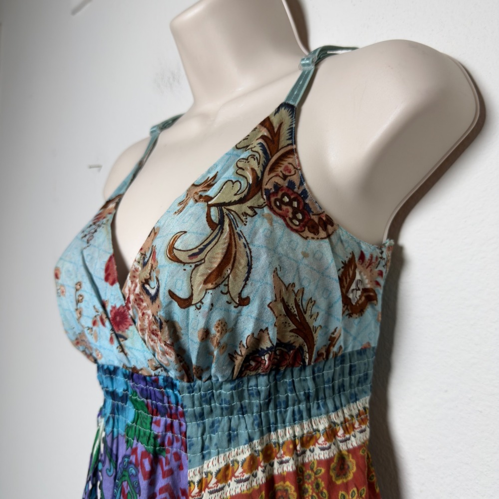 VTG Y2K No Boundaries Women 100% Cotton Babydoll Mini Dress M Patchwork Boho - Picture 6 of 7